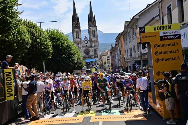 Tour de France 2026 Stage 18 ORCIERES-MERLETTE, FRANCE - JULY 23 : Paret-Peintre Valentin (FRA) of Soudal Quick-Step, Del Toro Isaac (MEX) of UAE Team Emirates - XRG, Pogacar Tadej (SLO) of UAE Team Emirates - XRG, Pedersen Mads (DEN) of Lidl - Trek, Philipsen Jasper (BEL) of Alpecin - Premier Tech during stage 18 of the 113rd edition of Tour de France an UCI World Tour 2.UWT cycling road race stage for Men Elite of 185 km with start in Voiron and finish in Orcieres-Merlette on July 23, 2026 in Orcieres-Merlette, France, 23 07 2026 Orcieres-Merlette France  Copyright: xPetexGodingx