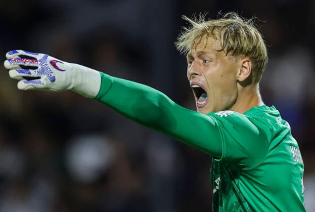 Zeleznicar v Braga- UEFA Conference League Season 2026 2027 goalkeeper Lukas Hornicek of Braga reacts during the UEFA Conference League Season 2026 2027 Second qualifying round 1st leg match between FK Zeleznicar Pancevo and FC Braga at stadium SC Mladost on July 22, 2026 in Pancevo, Serbia. Pancevo Serbia Copyright: xSrdjanxStevanovicx x