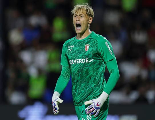 Zeleznicar v Braga- UEFA Conference League Season 2026 2027 goalkeeper Lukas Hornicek of Braga reacts during the UEFA Conference League Season 2026 2027 Second qualifying round 1st leg match between FK Zeleznicar Pancevo and FC Braga at stadium SC Mladost on July 22, 2026 in Pancevo, Serbia. Pancevo Serbia Copyright: xSrdjanxStevanovicx x