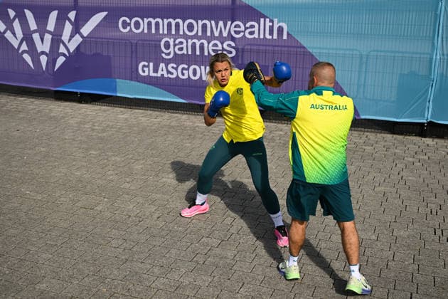 COM26 COLOUR, Emma-Sue Greentree of Australia during a warm up session outside the Hydro ahead of the XXIII Commonwealth Games in Glasgow, Scotland, Thursday, July 23, 2026. ( NO ARCHIVING, EDITORIAL USE ONLY GLASGOW UNITED KINGDOM  Copyright: xLUKASxCOCHx 20260723195864997515