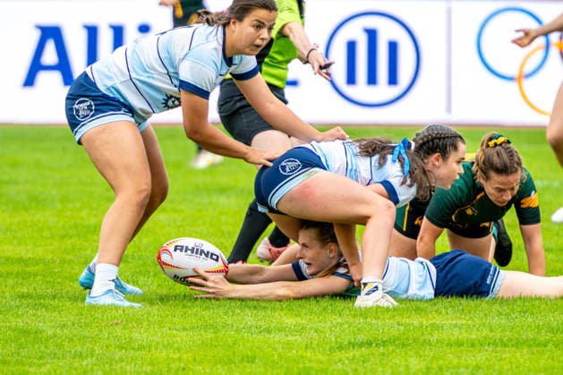 SC Germania List (weiß) gegen RC Mainz (grün): 17:0 - Gruppenphase Damen Gruppe B Spiel 1 - 7er Rugby - Die Finals 2026 (23.07.2026, Hannover Erika-Fisch-Stadion (Hannover, GER), *** SC Germania List vs. RC Mainz Green 17–0, Group Stage, Women s Group B, Match 1, 7s Rugby, The Finals 2026, July 23, 2026, Erika Fisch Stadium, Hanover, GER, Copyright: xJanxGuentherx