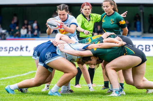 SC Germania List (weiß) gegen RC Mainz (grün): 17:0 - Gruppenphase Damen Gruppe B Spiel 1 - 7er Rugby - Die Finals 2026 (23.07.2026, Hannover Erika-Fisch-Stadion (Hannover, GER), *** SC Germania List vs. RC Mainz Green 17–0, Group Stage, Women s Group B, Match 1, 7s Rugby, The Finals 2026, July 23, 2026, Erika Fisch Stadium, Hanover, GER, Copyright: xJanxGuentherx
