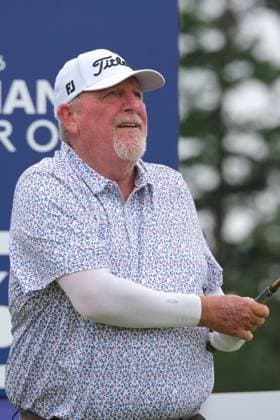 UK: The ISPS HANDA Senior Open Championship at King‚Äôs Course, Gleneagles, Scotland on 23 July 2026: Pictured: Mark Calcavecchia (USA) on the 13th tee during the first round of the ISPS Handa Senior Open Championship 2026 Gleneagles King‚Äôs Course Scotland Scotland Copyright: xAlexxToddx