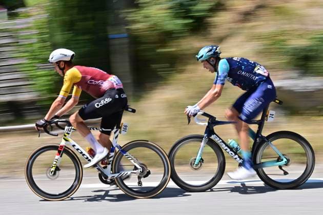 Tour de France 2026 Stage 18 ORCIERES-MERLETTE, FRANCE - JULY 23 : Kirsch Alex (LUX) of Cofidis, Gradek Kamil (POL) of Bahrain - Victorious during stage 18 of the 113rd edition of Tour de France an UCI World Tour 2.UWT cycling road race stage for Men Elite of 185 km with start in Voiron and finish in Orcieres-Merlette on July 23, 2026 in Orcieres-Merlette, France, 23 07 2026 Orcieres-Merlette France  Copyright: xPetexGodingx