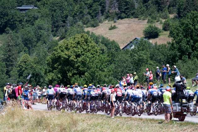 Tour de France 2026 Stage 18 ORCIERES-MERLETTE, FRANCE - JULY 23 : illustration picture peloton during stage 18 of the 113rd edition of Tour de France an UCI World Tour 2.UWT cycling road race stage for Men Elite of 185 km with start in Voiron and finish in Orcieres-Merlette on July 23, 2026 in Orcieres-Merlette, France, 23 07 2026 Orcieres-Merlette France  Copyright: xPetexGodingx