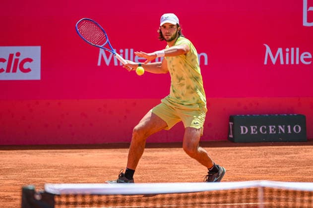 July 23, 2026, Lisbon, Lisbon, Portugal: JAIME FARIA in action during the Round of 16 at the Millennium Estoril Open ATP, Tennis Herren tennis tournament at Clube de Tenis do Estoril. Millennium Estoril Open 2026  - ZUMAr238 20260723_zip_r238_021 Copyright: xRicardoxRochax