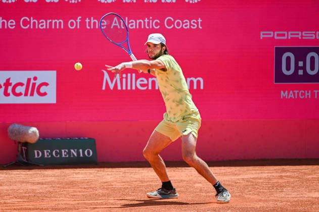 July 23, 2026, Lisbon, Lisbon, Portugal: JAIME FARIA in action during the Round of 16 at the Millennium Estoril Open ATP, Tennis Herren tennis tournament at Clube de Tenis do Estoril. Millennium Estoril Open 2026  - ZUMAr238 20260723_zip_r238_022 Copyright: xRicardoxRochax