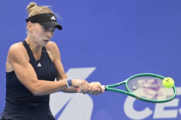 Maria Timofeeva of Uzbekistan playes against Sara Bejlek of Czech Republic during their match within the women s WTA, Tennis Damen 250 Livesport Prague Open 2026 tennis tournament in Prague, Czech Republic, on July 23, 2026. (CTKxPhoto MichalxKrumphanzl) CTKPhotoP2026072306374  CTKPhotoP2026072306374