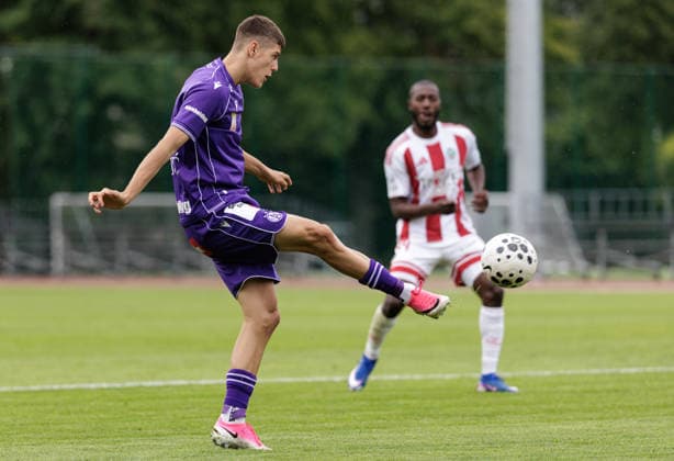 SOCCER - UEFA ECL, Liepaja vs. A.Wien JURMALA,LATVIA,23.JUL.26 - SOCCER - UEFA Conference League, qualification, FK Liepaja vs Austria Wien. Image shows Vasilije Markovic (A.Wien).  GEPAxpictures xArminxRauthner