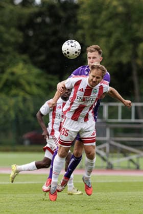 SOCCER - UEFA ECL, Liepaja vs. A.Wien JURMALA,LATVIA,23.JUL.26 - SOCCER - UEFA Conference League, qualification, FK Liepaja vs Austria Wien. Image shows Vladislavs Sorokins (Liepaja) and Johannes Eggestein (A.Wien).  GEPAxpictures xArminxRauthner