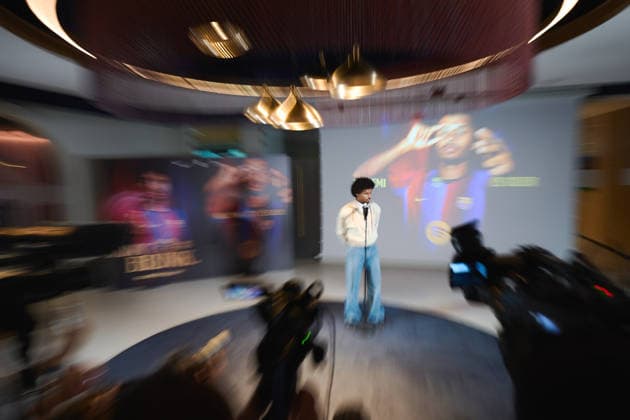 July 23, 2026, Barcelona, Spain: BARCELONA, SPAIN - JULY 23: .Karim Adeyemi during his official presentation as a FC Barcelona, Barca player at the Spotify Camp Nou on July 23, 2026 in Barcelona, Spain Barcelona Spain - ZUMAd159 20260723_zia_d159_016 Copyright: xGerardxFrancox
