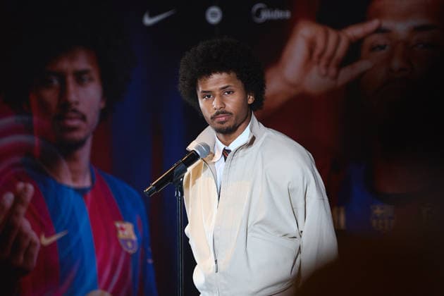 July 23, 2026, Barcelona, Spain: BARCELONA, SPAIN - JULY 23: .Karim Adeyemi during his official presentation as a FC Barcelona, Barca player at the Spotify Camp Nou on July 23, 2026 in Barcelona, Spain Barcelona Spain - ZUMAd159 20260723_zia_d159_026 Copyright: xGerardxFrancox