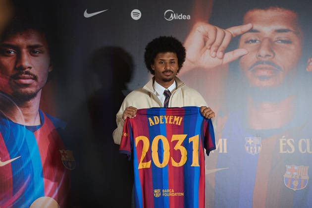 July 23, 2026, Barcelona, Spain: BARCELONA, SPAIN - JULY 23: .Karim Adeyemi during his official presentation as a FC Barcelona, Barca player at the Spotify Camp Nou on July 23, 2026 in Barcelona, Spain Barcelona Spain - ZUMAd159 20260723_zia_d159_028 Copyright: xGerardxFrancox