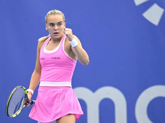 Sara Bejlek of Czech Republic playes against Maria Timofeeva of Uzbekistan during their match within the women s WTA, Tennis Damen 250 Livesport Prague Open 2026 tennis tournament in Prague, Czech Republic, on July 23, 2026. (CTKxPhoto MichalxKrumphanzl) CTKPhotoP2026072306502  CTKPhotoP2026072306502