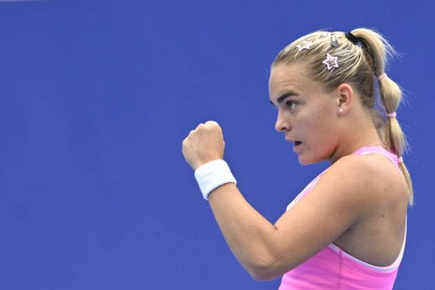 Sara Bejlek of Czech Republic playes against Maria Timofeeva of Uzbekistan during their match within the women s WTA, Tennis Damen 250 Livesport Prague Open 2026 tennis tournament in Prague, Czech Republic, on July 23, 2026. (CTKxPhoto MichalxKrumphanzl) CTKPhotoP2026072306519  CTKPhotoP2026072306519