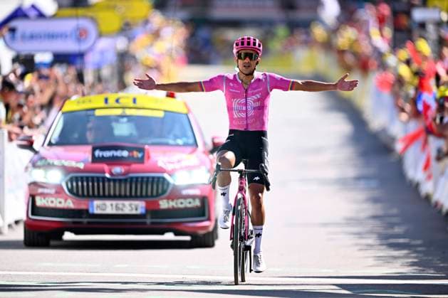 Tour de France 2026 Stage 18 ORCIERES-MERLETTE, FRANCE - JULY 23 : Carapaz Richard (ECU) of EF Education - Easypost wins during stage 18 of the 113rd edition of Tour de France an UCI World Tour 2.UWT cycling road race stage for Men Elite of 185 km with start in Voiron and finish in Orcieres-Merlette on July 23, 2026 in Orcieres-Merlette, France, 23 07 2026 Orcieres-Merlette France  Copyright: xGvgx