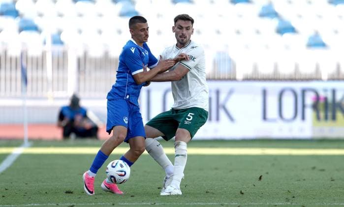 Warren O Hora of Hibernian Malisheva v Hibernian, UEFA Conference League, 2nd Qualifying Round, 1st Leg, Football, Liman Gegaj Stadium, Malisheva, Kosovo - 23 Jul 2026Malisheva Liman Gegaj Stadium Kosovo United Kingdom  Copyright: xNikolaxKrstic Shutterstockx 16999261ay