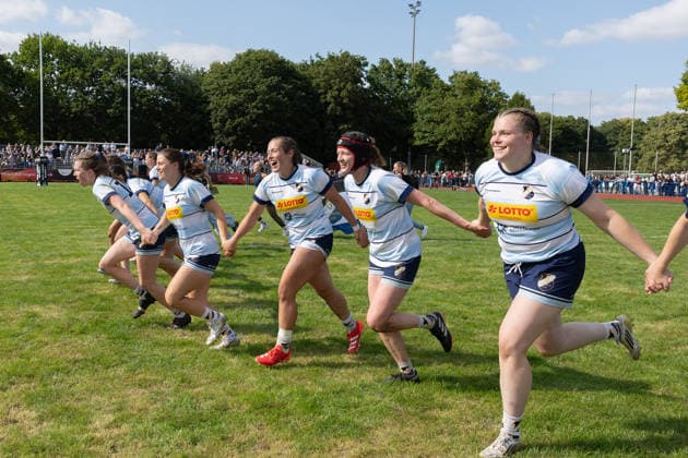 Deutsche Meisterschaften im Siebener-Rugby 2026 Neue Deutsche Meister der Frauen im Siebener-Rugby wird die SC Germania List. Jubel nach dem Finale gegen den SC Neuenheim. Deutsche Meisterschaften im Siebener-Rugby am 23. Juli 2026 in Hannover., Hannover Niedersachsen Deutschland Erika-Fisch-Stadion *** 2026 German Sevens Rugby Championships: SC Germania List Crowned New Women’s German Sevens Rugby Champions Celebrations after the final against SC Neuenheim German Sevens Rugby Championships on July 23, 2026, in Hanover, Hanover, Lower Saxony, Germany, Erika Fisch Stadium