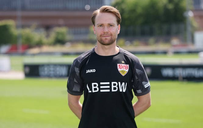 BAU Stuttgart ,Mischa Leibfarth ; VfB Stuttgart II ; 3.Liga; Porträttermin 2026 2027, *** BAU Stuttgart, Mischa Leibfarth, VfB Stuttgart II, 3rd Division, Photo Shoot 2026–2027,