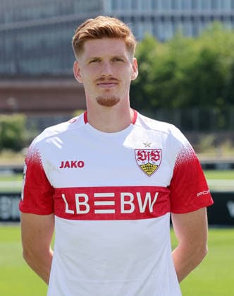 BAU Stuttgart , Jordan Majchrzak ; VfB Stuttgart II ; 3.Liga; Porträttermin 2026 2027, *** BAU Stuttgart, Jordan Majchrzak, VfB Stuttgart II, 3. Liga, Photo Shoot 2026–2027,