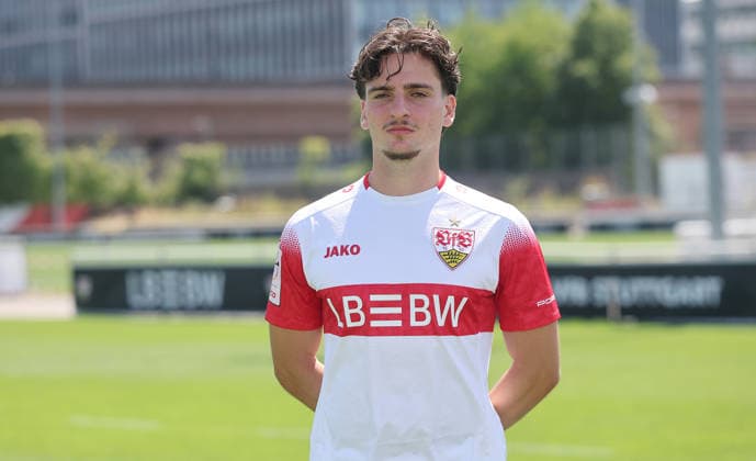BAU Stuttgart , David Preu; VfB Stuttgart II ; 3.Liga; Porträttermin 2026 2027, *** BAU Stuttgart, David Preu, VfB Stuttgart II, 3. Liga, Photo Shoot 2026–2027,