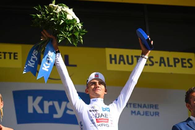 Tour de France 2026 Stage 18 ORCIERES-MERLETTE, FRANCE - JULY 23 : Del Toro Isaac (MEX) of UAE Team Emirates - XRG pictured with the white jersey during the podium ceremony of stage 18 of the 113rd edition of Tour de France an UCI World Tour 2.UWT cycling road race stage for Men Elite of 185 km with start in Voiron and finish in Orcieres-Merlette on July 23, 2026 in Orcieres-Merlette, France, 23 07 2026 Orcieres-Merlette France  Copyright: xGvgx