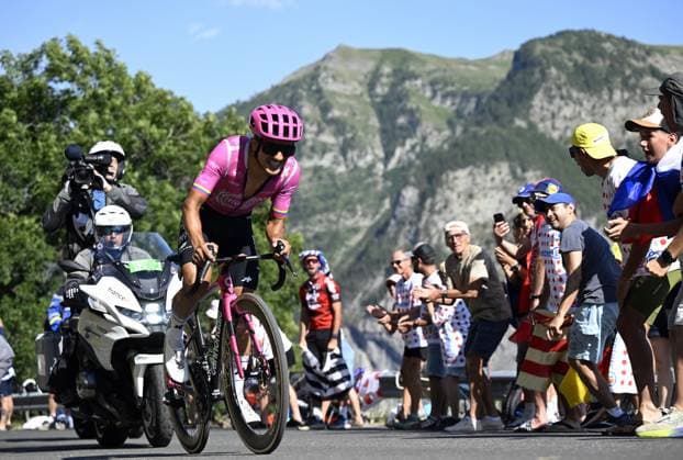 Ecuadorian Richard Carapaz of EF Education-EasyPost on his way to win stage 18 of the 2026 Tour de France cycling race, a stage of 185km from Voiron to Orcieres-Merlette, on Thursday 23 July 2026. The 113th edition of the Tour de France starts on Saturday 4 July in Barcelona, Spain, and will finish in Paris, France on the 26th of July. JASPERxJACOBS  x181859159x