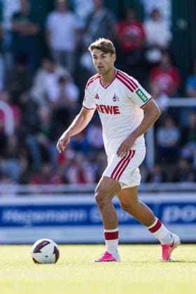 BERGISCH GLADBACH, GERMANY - JULY 23: Joel Schmied (1. FC Koeln, 2) controls the ball during the second friendly game of season 2026 27 between SV Bergisch Gladbach vs. 1. FC Koeln at BELKAW ARENA on July 23, 2026 in Bergisch Gladbach, Germany. North Rhine Westphalia Germany Copyright: xSteffiexWunderlx