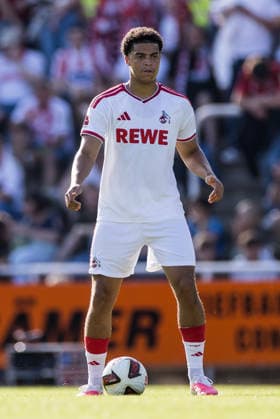 BERGISCH GLADBACH, GERMANY - JULY 23: Jahmai Simpson-Pusey (1. FC Koeln, 22) controls the ball during the second friendly game of season 2026 27 between SV Bergisch Gladbach vs. 1. FC Koeln at BELKAW ARENA on July 23, 2026 in Bergisch Gladbach, Germany. North Rhine Westphalia Germany Copyright: xSteffiexWunderlx