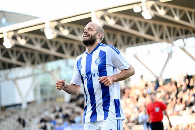 LKS 20260723 Teemu Pukki of HJK celebrates his goal during UEFA Conference League match HJK - Coleraine in Helsinki, Finland on July 23, 2026. - MIKKO STIG Helsinki Finland M5z-OFIoJ-0  Copyright: xMikkoxStigx M5z-OFIoJ-0