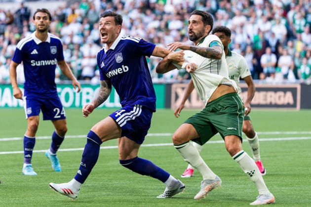 260723 Giulian Biancone of Anderlecht and Nahir Besara of Hammarby during the UEFA Europa League second qualifying round football match between Hammarby and Anderlecht on July 23, 2026 in Stockholm. Photo: Michael Campanella BILDBYRAN COP 313 KJ0354 fotboll football soccer fotball uefa europa league europa league kval qualifying round qualification hammarby anderlecht bbeng grappa33 *** July 23, 2026: Giulian Biancone of Anderlecht and Nahir Besara of Hammarby during the UEFA Europa League second qualifying round soccer match between Hammarby and Anderlecht on July 23, 2026 in Stockholm. Photo by Michael Campanella, BILDBYRAN COP 313 KJ0354. soccer, football, UEFA Europa League, Europa League qualifying round, Hammarby, Anderlecht, bbeng, grappa33  Copyright: MICHAELxCAMPANELLA BB260723MC020