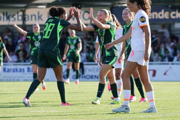 23.07.2026, xgrfx, Fussball Testspiel Frauen, VfL Wolfsburg - PSV Eindhoven v.l. Tor, Anny Kerim-Lindland zum 2:0 (VfL Wolfsburg) (DFL DFB REGULATIONS PROHIBIT ANY USE OF PHOTOGRAPHS as IMAGE SEQUENCES and or QUASI-VIDEO) Gifhorn *** July 23, 2026, xgrfx, Women s Soccer Friendly, VfL Wolfsburg vs. PSV Eindhoven, Goal, Anny Kerim Lindland on the 2–0 win for VfL Wolfsburg. DFL and DFB regulations prohibit any use of photographs as image sequences and or quasi-video. Gifhorn