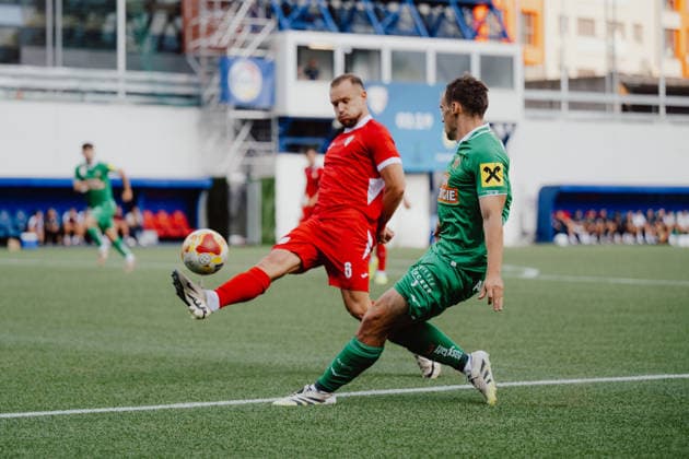 SOCCER - UEFA ECL, Santa Coloma vs Rapid ANDORRA LA VELLA,ANDORRA,23.JUL.26 - SOCCER - UEFA Conference League, qualification, FC Santa Coloma vs SK Rapid Wien. Image shows Miguel Lopez (Santa Coloma) and Nikolaus Wurmbrand (Rapid).  GEPAxpictures xAlexanderxSolc