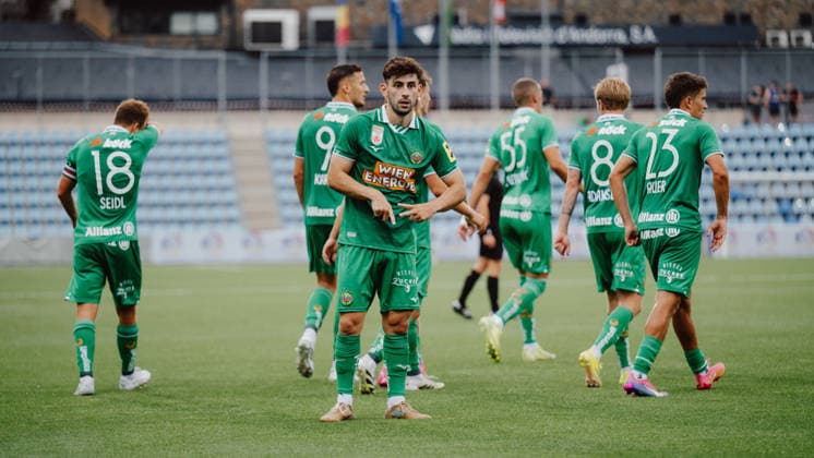 SOCCER - UEFA ECL, Santa Coloma vs Rapid ANDORRA LA VELLA,ANDORRA,23.JUL.26 - SOCCER - UEFA Conference League, qualification, FC Santa Coloma vs SK Rapid Wien. Image shows the rejoicing of Yusuf Demir (Rapid).  GEPAxpictures xAlexanderxSolc