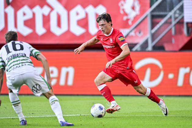 ENSCHEDE , 23-07-2026 , Stadium Grolsch Veste , season 2026 2027 , UEFA Europa League play-off football , match between FC Twente and Ferencvarosi , picture shows FC Twente player Sondre Orjasaeter Twente - Ferencvarosi  x205167600x Copyright: