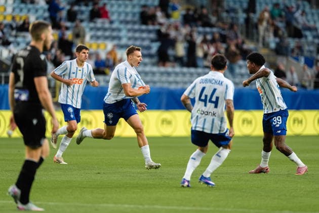 Lublin 23.07.2026. Football UEFA Europa League Qualifiers match, second qualifying round 1st leg, between FC Dynamo Kyiv and PAOK FC in Lublin, Poland --- Mecz Ligi Europy UEFA - 2. runda kwalifikacji pomiedzy Dynamo Kijow a PAOK FC w Lublinie, Polska. Persons Shown : x, Volodymyr Brazhko, Eduardo Guerrero Fot. Kazimierz Kozuch Arena Akcji NEWSPIX.PL --- newspix.pl 