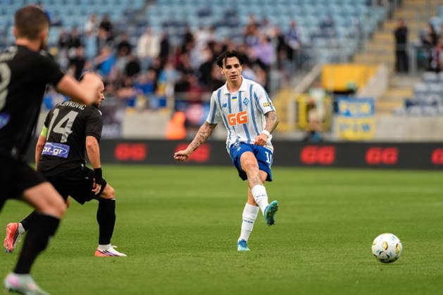 Lublin 23.07.2026. Football UEFA Europa League Qualifiers match, second qualifying round 1st leg, between FC Dynamo Kyiv and PAOK FC in Lublin, Poland --- Mecz Ligi Europy UEFA - 2. runda kwalifikacji pomiedzy Dynamo Kijow a PAOK FC w Lublinie, Polska. Persons Shown : Mykola Shaparenko Fot. Kazimierz Kozuch Arena Akcji NEWSPIX.PL --- newspix.pl 