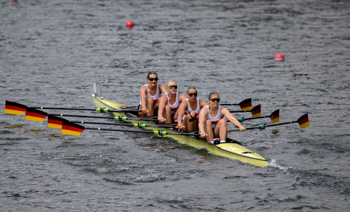 Team Deutschland, GRZIMEK Ewa, Victoria STOEBER Julia, V. HOBE-GELTING Pauline, BURGDORF Charlotte, BW4x, U23 Women s Quadruple Sculls, am 23.07.2026 Rudern U-23 Weltmeisterschaft vom 23.07.- 26.07.2026 in Duisburg Deutschland. Regattabahn *** Team Germany, Ewa GRZIMEK, Victoria STOEBER, Julia V HOBE GELTING, Charlotte BURGDORF, BW4x, U23 Women’s Quadruple Sculls, on July 23, 2026, at the U23 World Rowing Championships from July 23–26, 2026, at the Duisburg Rowing Course in Duisburg, Germany