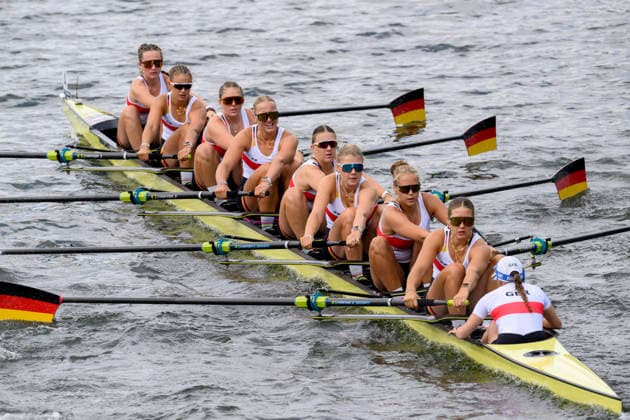 Team Deutschland, JOHNSON Charlotte, RUETER Lanea Estelle, THIERMANN ESTATUET Daniela, IRMLER Julia, GRAUER Sara, UTESCH Nike Tomma, RIFFEL Florentina, KRUEGER Alina, MEHNER Emma Lauri, BW8x, U23 Women s Eight, am 23.07.2026 Rudern U-23 Weltmeisterschaft vom 23.07.- 26.07.2026 in Duisburg Deutschland. Regattabahn *** Team Germany, Charlotte JOHNSON, Lanea Estelle RUETER, Daniela THIERMANN ESTATUET, Julia IRMLER, Sara GRAUER, Nike Tomma UTESCH, Florentina RIFFEL, Alina KRUEGER, Emma Lauri MEHNER, BW8x, U23 Women’s Eight, on July 23, 2026, at the U23 World Rowing Championships from July 23–26, 2026, at the Duisburg Rowing Course in Duisburg, Germany