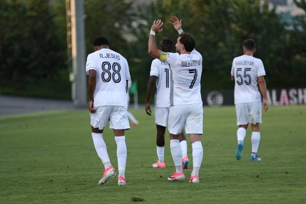 RECORD DATE NOT STATED UEFA Conference League 2026 27 Second Qualifying Round 1st Leg: FC Alashkert v CFR 1907 Cluj Rafael Jesus and Karen Nalbandyan during the UEFA Conference League 2026 27 Second Qualifying Round 1st Leg match between FC Alashkert and CFR 1907 Cluj at FFA Academy Stadium in Yerevan, Armenia on July 23, 2026