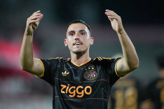 NOVI SAD , 23-07-2026 , Karadjordje Stadium , season 2026 2027 , UEFA Conference League play-off football , Match between FK Vojvodina and Ajax , picture shows Ajax player Oscar Gloukh celebrating the 1-3 FK Vojvodina - Ajax  x205168655x Copyright: