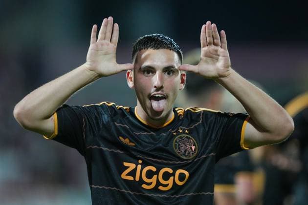 NOVI SAD , 23-07-2026 , Karadjordje Stadium , season 2026 2027 , UEFA Conference League play-off football , Match between FK Vojvodina and Ajax , picture shows Ajax player Oscar Gloukh celebrating the 1-3 FK Vojvodina - Ajax  x205168714x Copyright: