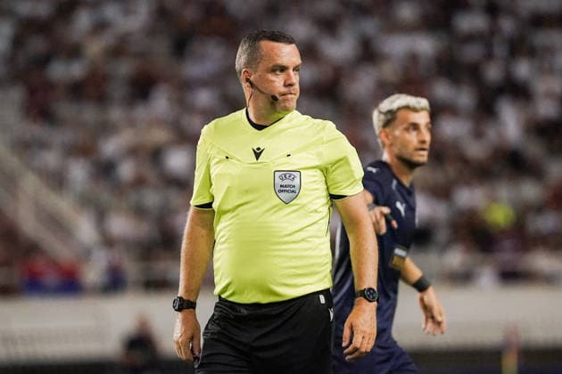 UEFA Europa League Qualifikation 2026 2027 - 2. Runde, 23.07.2027 - HNK Hajduk Split (Kroatien) vs. Pafos FC (Zypern) - Stadion Poljud (Split, Kroatien); Schiedsrichter Robert Harvey *** UEFA Europa League Qualifying Round 2, 2026–2027, July 23, 2027: HNK Hajduk Split (Croatia) vs. Pafos FC (Cyprus) at Poljud Stadium, Split, Croatia; Referee: Robert Harvey Copyright: xLUKAxKOLANOVICx