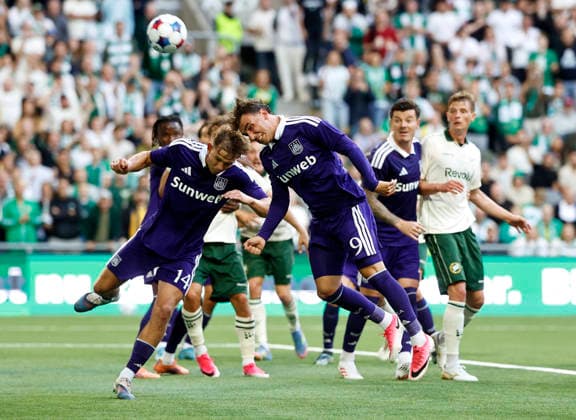 STOCKHOLM, SWEDEN 20260723 Hammarby s Frank Adjei celebrates after equalizing to 1-1 during Wednesday s Europa League qualifying, second round first leg, between Hammarby IF and RSC Anderlecht at 3Arena. STOCKHOLM SWEDEN x60160x *** STOCKHOLM, SWEDEN 20260723 Hammarby s Frank Adjei celebrates after scoring the equalizer to make it 1–1 during Wednesday s Europa League qualifying second-round first leg between Hammarby IF and RSC Anderlecht at 3Arena in STOCKHOLM, SWEDEN x60160x  Copyright: xStefanxJerrevang TTx EUROPA LEAGUE HAMMARBY-ANDERLECHT