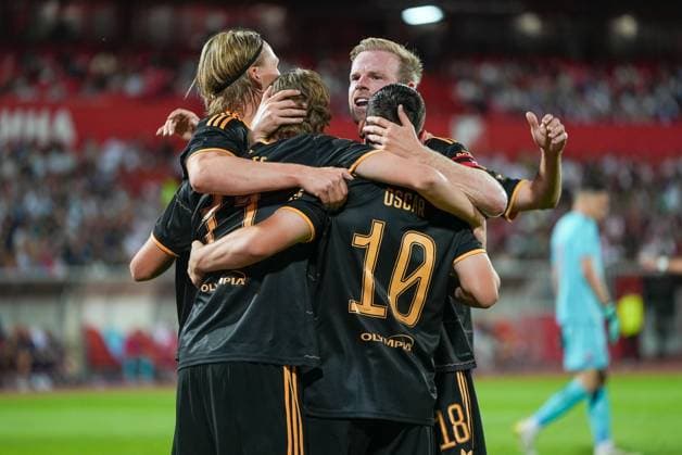 NOVI SAD , 23-07-2026 , Karadjordje Stadium , season 2026 2027 , UEFA Conference League play-off football , Match between FK Vojvodina and Ajax , picture shows Ajax celebrating the 1-3 FK Vojvodina - Ajax  x205169393x Copyright: