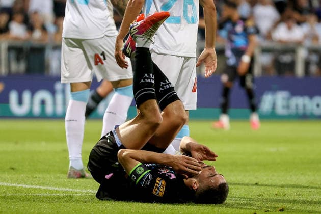 UEFA Europa Conference League Second Qualifying Round First Leg, Stadion HNK Rijeka, Croatia 23 7 2026 Rijeka vs Derry City Derry s Michael Duffy reacts to a missed chance Michael Duffy reacts to a missed chance 23 7 2026  Copyright: xAleksandarxDjorovicx AS4A7264