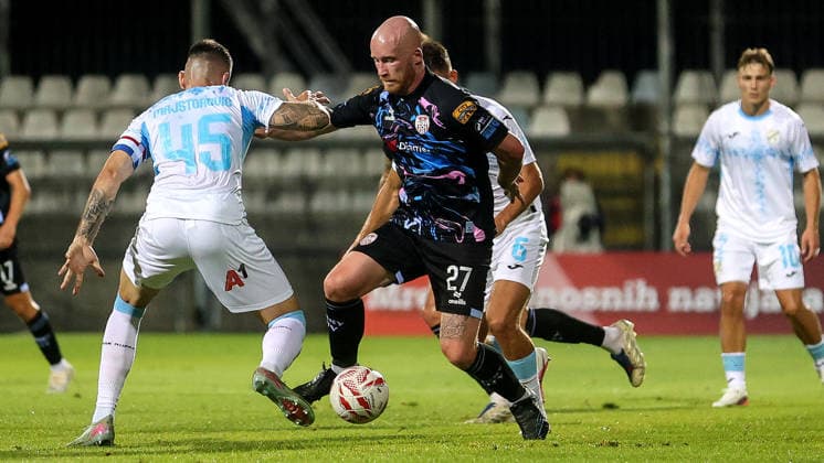 UEFA Europa Conference League Second Qualifying Round First Leg, Stadion HNK Rijeka, Croatia 23 7 2026 Rijeka vs Derry City Derry s Liam Boyce is fouled by Rijeka s Ante MajstoroviÄ‡ Liam Boyce is fouled by Ante MajstoroviÄ‡ 23 7 2026  Copyright: xAleksandarxDjorovicx AS4A7296
