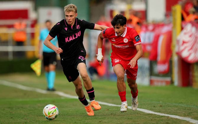 UEFA Europa Conference League Second Qualifying Round First Leg, Tolka Park, Dublin 23 7 2026 Shelbourne vs Nomme Kalju FC Shels™ Rodrigo Freitas and Rommi Siht of Kalju Rodrigo Freitas and Rommi Siht 23 7 2026  Copyright: xx RB1_4847