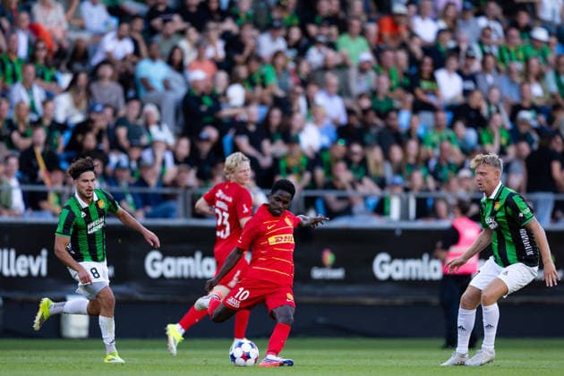 260723 William Milovanovic and Joackim Fagerjord of GAIS and Prince Amoako of FC Nordsjälland during the UEFA Conference League qualification match between GAIS and FC Nordsjälland on July 23, 2026 in Göteborg. Photo: Michael Erichsen BILDBYRAN COP 89 MI1001 bbeng conference league fc nordsjälland football fotball fotboll gais kval qualification qualifying round soccer uefa conference league *** July 23, 2026: William Milovanovic and Joackim Fagerjord of GAIS and Prince Amoako of FC Nordsjälland during the UEFA Conference League qualifying match between GAIS and FC Nordsjälland on July 23, 2026 in Gothenburg. Photo by Michael Erichsen, BILDBYRAN COP 89 MI1001 bbeng conference league fc nordsjälland football fotball fotboll gais kval qualification qualifying round soccer uefa conference league  Copyright: MICHAELxERICHSEN BB260723MI086