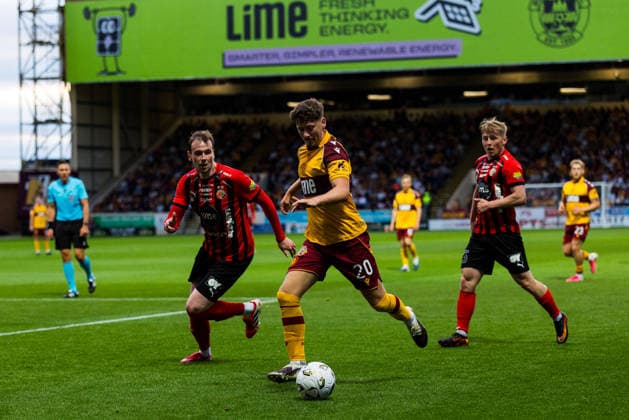 Motherwell v HB Torshavn, Europa Conference League, 2nd Qualifying Round Dylan Williams (20 - Motherwell) makes a run during the Europa Conference League 2nd Qualifying Round, 1st Leg match between Motherwell and HB Torshavn at Fir Park, Motherwell, UK on 23 July 2026. Editorial use only , Copyright: xRaymondxDaviesx PSI-24571-0014